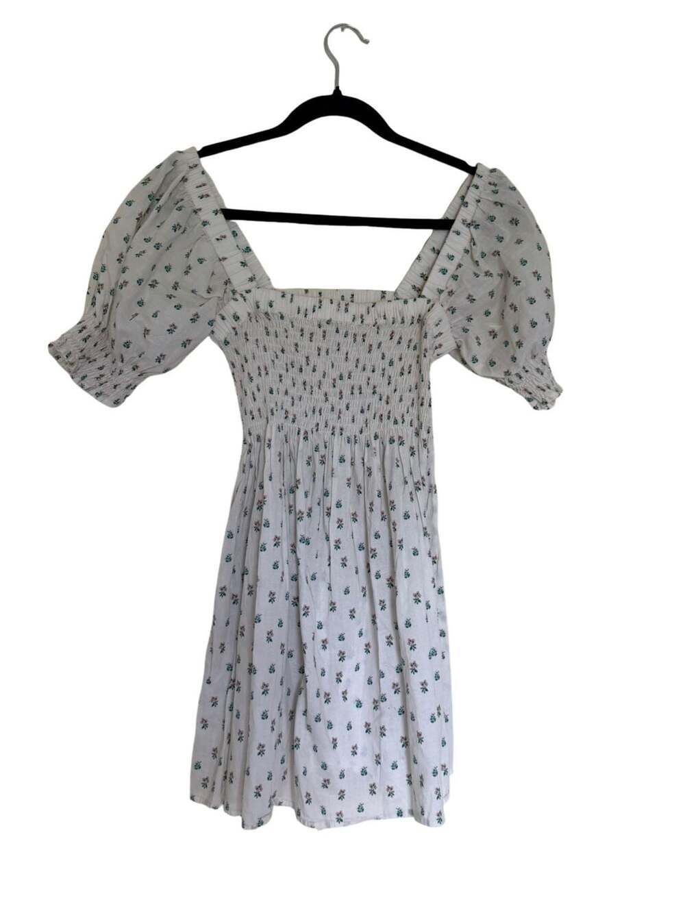 Montce Floral Print Smocked Puff Sleeve Mini Dress
